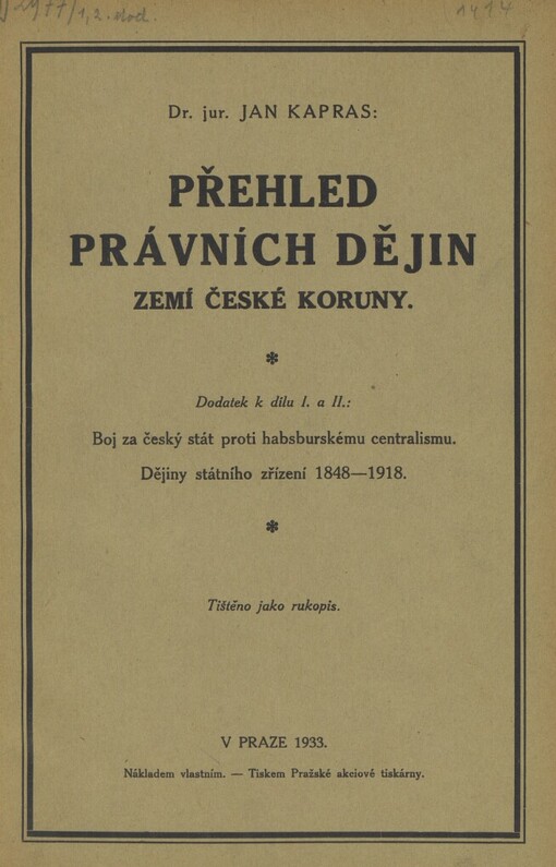 Přehled právních dějin zemí české koruny