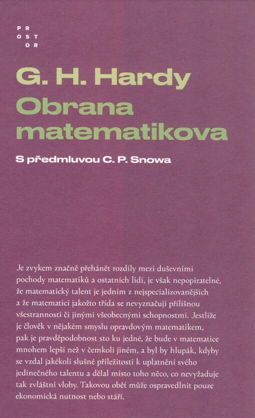 Obrana matematikova : s předmluvou C. P. Snowa