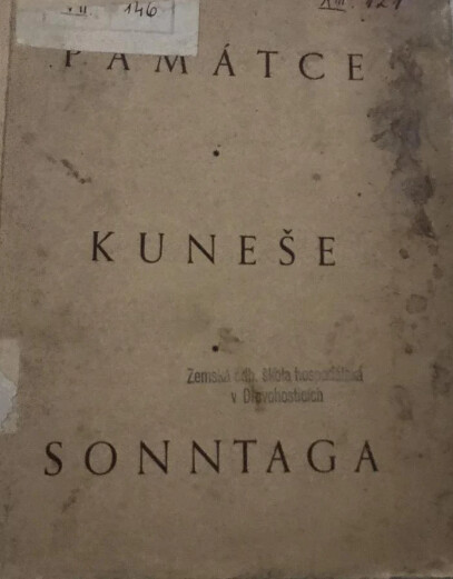 Památce Kuneše Sonntaga :soubor příspěvků jeho přátel a spolupracovníků