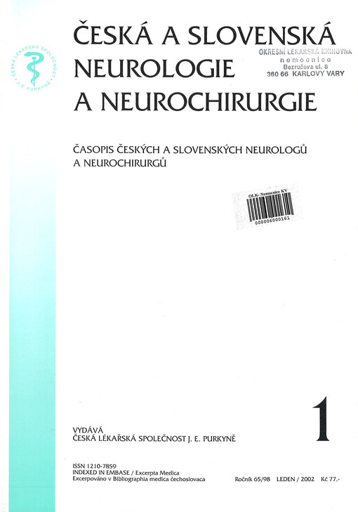 Česká a slovenská neurologie a neurochirurgie : časopis českých a slovenských neurologů a neorochirurgů