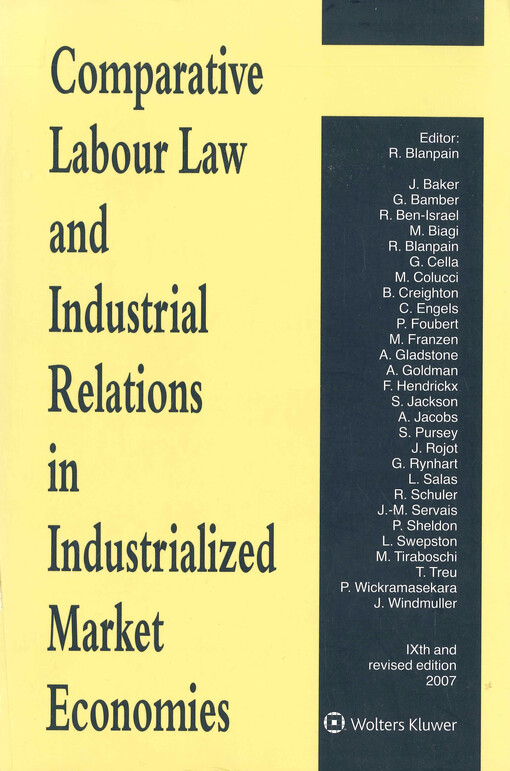 Comparative labour law and industrial relations in industrialized market economies