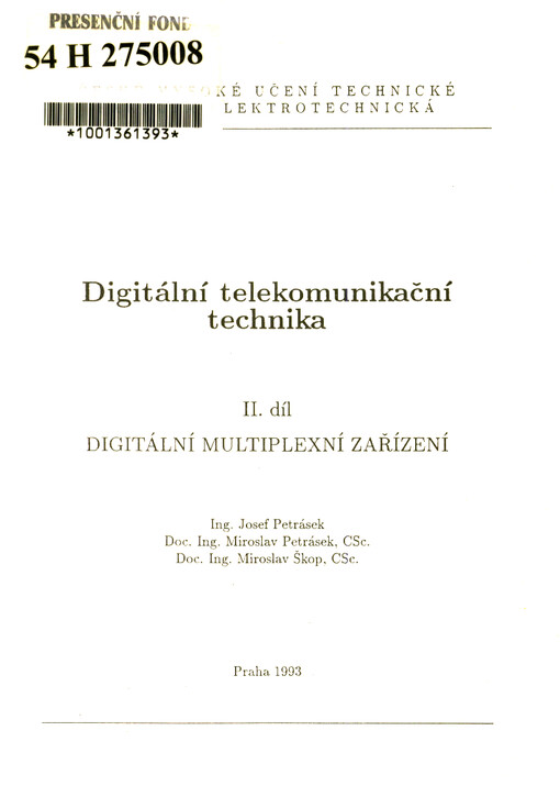 Digitální telekomunikační technika. Díl II, Digitální multiplexní zařízení