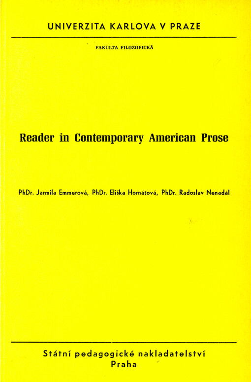 Reader in contemporary American prose : určeno pro posl. fak. filozof.