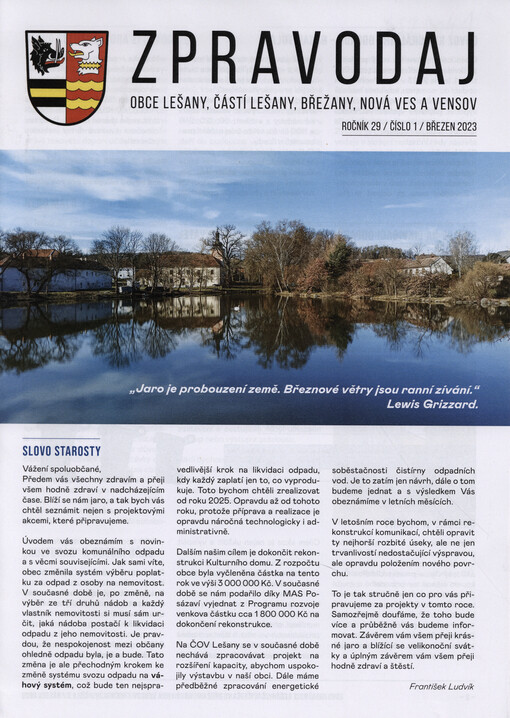 Zpravodaj obce Lešany, částí Lešany, Břežany, Nová Ves a Vensov