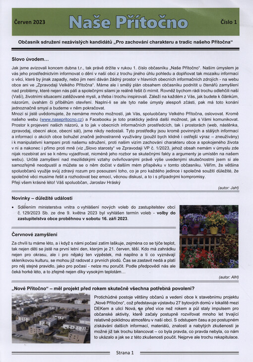 Naše Přítočno : občasník sdružení nezávislých kandidátů 