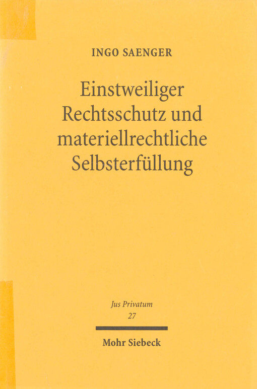 Einstweiliger Rechtsschutz und materiellrechtliche Selbsterfüllung : möglichkeiten der kurzfristigen Verwirklichung von Ansprüchen auf Vornahme vertretbarer Handlungen - zugleich ein Beitrag zum Spannungsverhältnis von Prozeßrecht und materiellem Recht