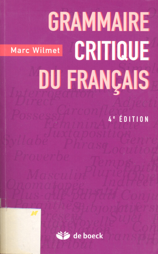 Grammaire critique du Français