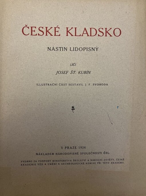 České Kladsko :nástin lidopisný