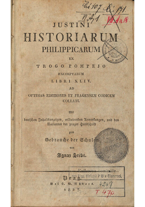 Justini Historiarum Philippicarum ex trogo Pompejo excerptarum libri XLIV. : ad optimas editiones et pragensem codicem collati