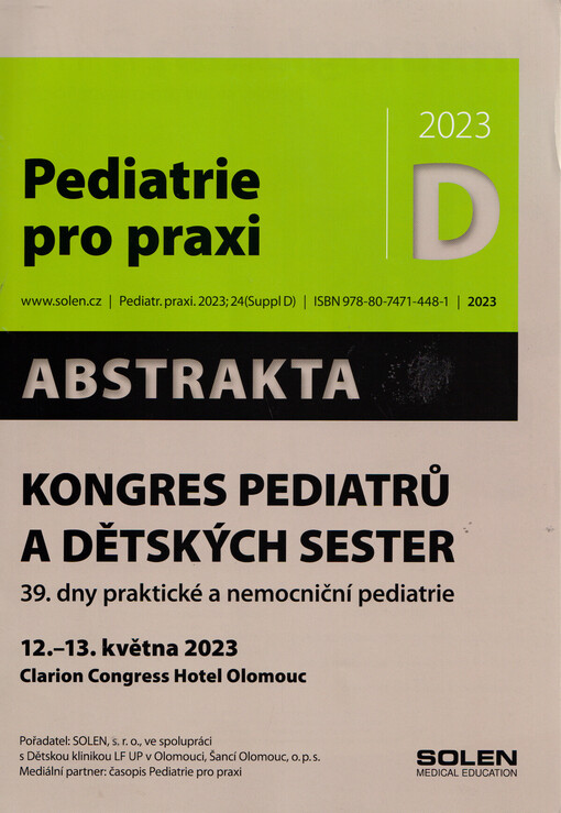 Pediatrie pro praxi - kongres pediatrů a dětských sester : 39. dny praktické a nemocniční pediatrie : 12.-13. května 2023, Clarion Congress Hotel Olomouc