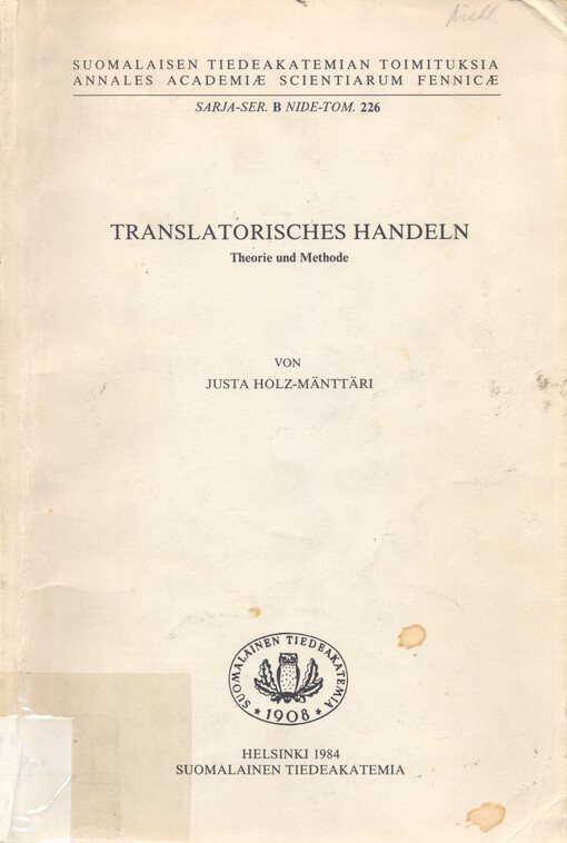 Translatorisches Handeln : Theorie und Methode