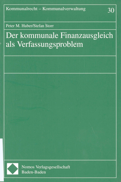 Der kommunale Finanzausgleich als Verfassungsproblem