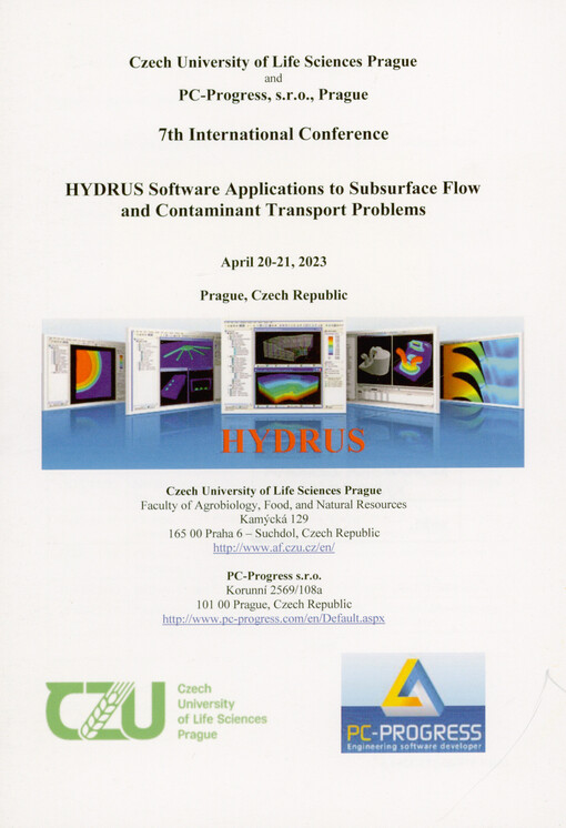 Hydrus Software Applications to Subsurface Flow and Contaminant Transport Problems : 7th international conference : April 20-21 2023, Prague, Czech Republic
