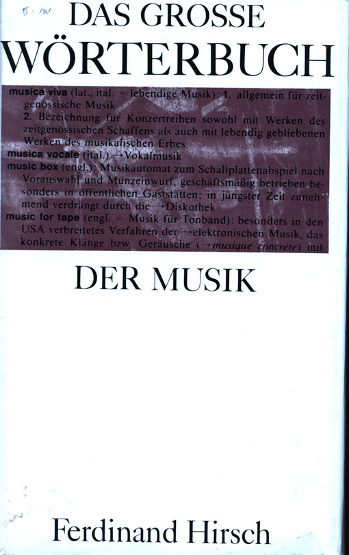 Das große Wörterbuch der Musik