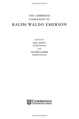 The Cambridge Companion to Ralph Waldo Emerson (Cambridge Companions to Literature)
