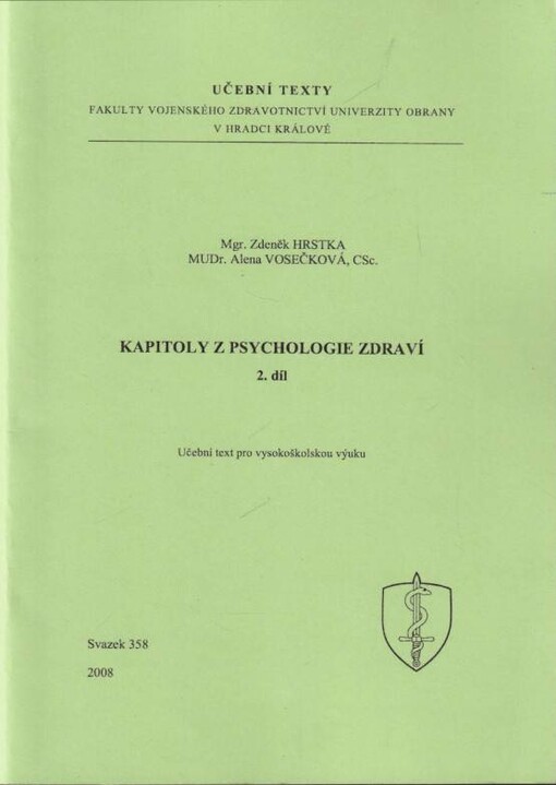 Kapitoly z psychologie zdraví : učební text pro vysokoškolskou výuku, Díl 2