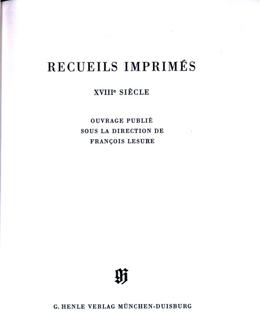 Recueils imprimés XVIIIe siecles