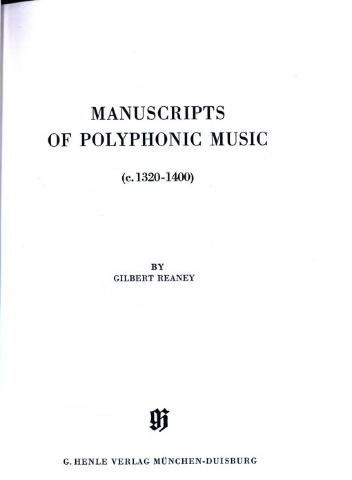 Manuscripts of polyphonic music : c. 1320-1400