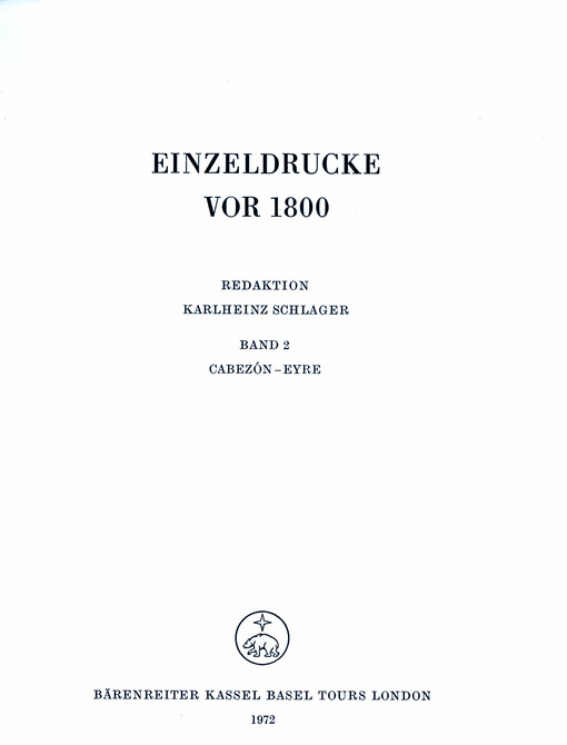 Einzeldrucke vor 1800. Band 2, Cabezón-Eyre