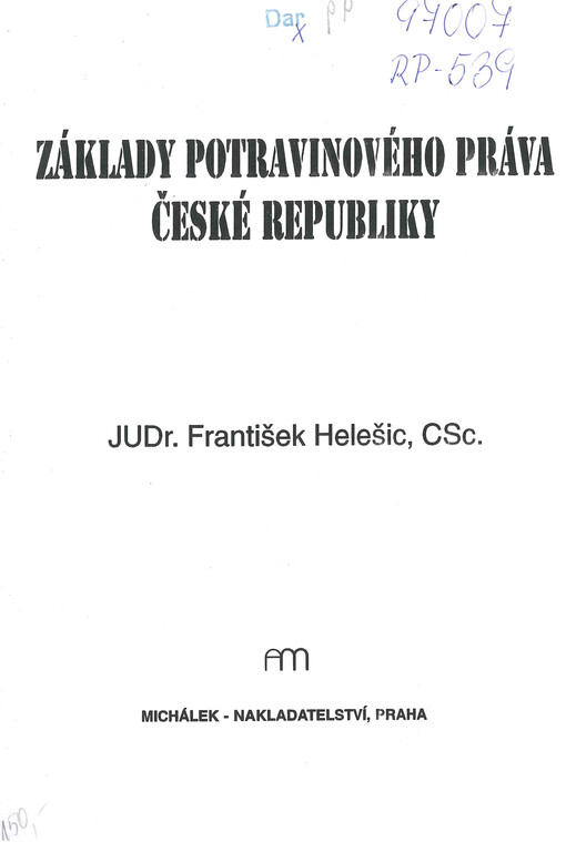 Základy potravinového práva České republiky