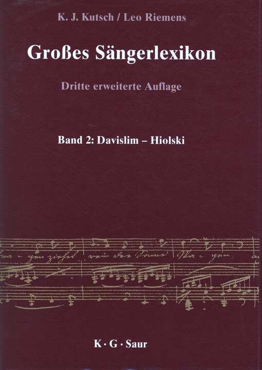 Großes Sängerlexikon, dritte erweiterte Auflage. Band 2, Davislim - Hiolski
