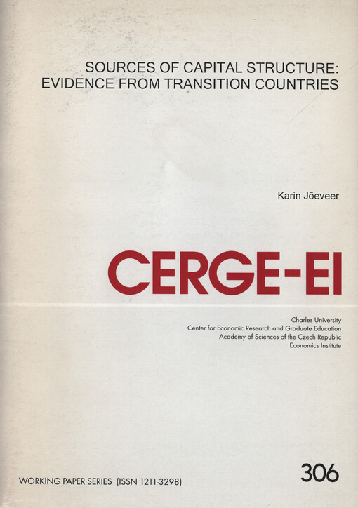 Sources of capital structure: evidence from transition countries