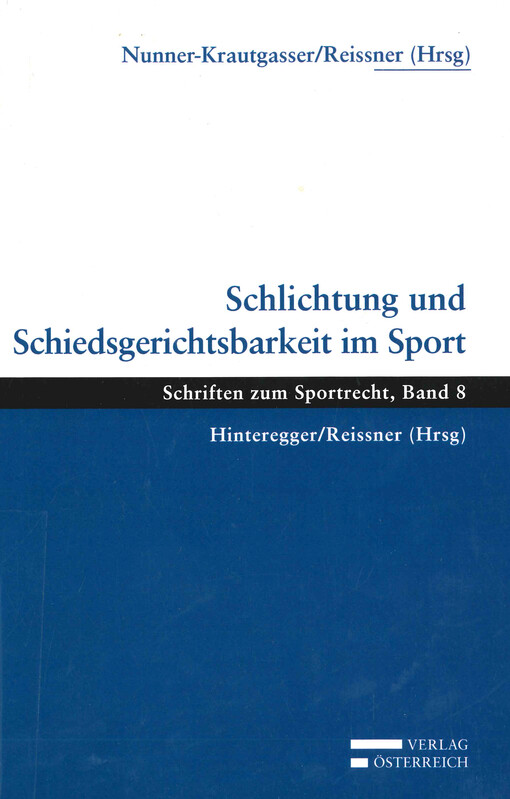 Schlichtung und Schiedsgerichtsbarkeit im Sport