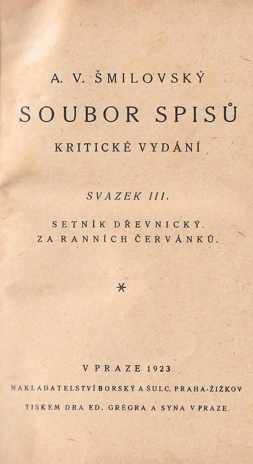 Setník dřevnický ; Za raních červánků