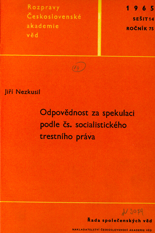 Odpovědnost za spekulaci podle čs. socialistického trestního práva