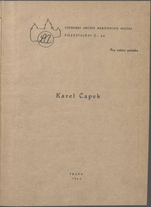 Karel Čapek (1890-1938): fragment literární pozůstalosti