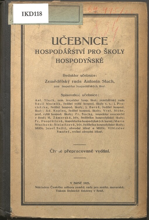 Učebnice hospodářství pro školy hospodyňské