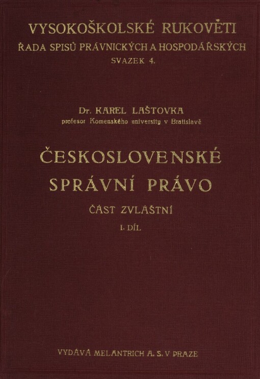 Československé správní právo: Část zvláštní