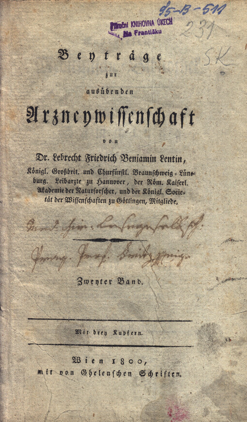 Beyträge zur ausübenden Arzneywissenschaft. Zweyter Band