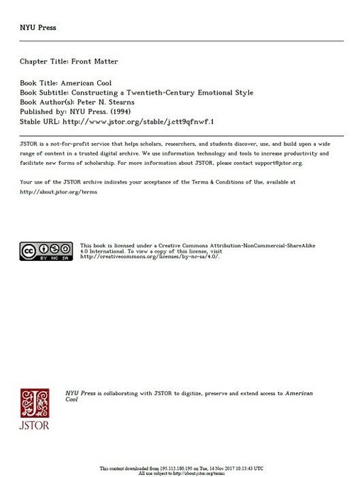 American cool :constructing a twentieth-century emotional style