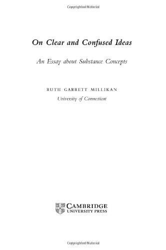 On Clear and Confused Ideas: An Essay about Substance Concepts (Cambridge Studies in Philosophy)