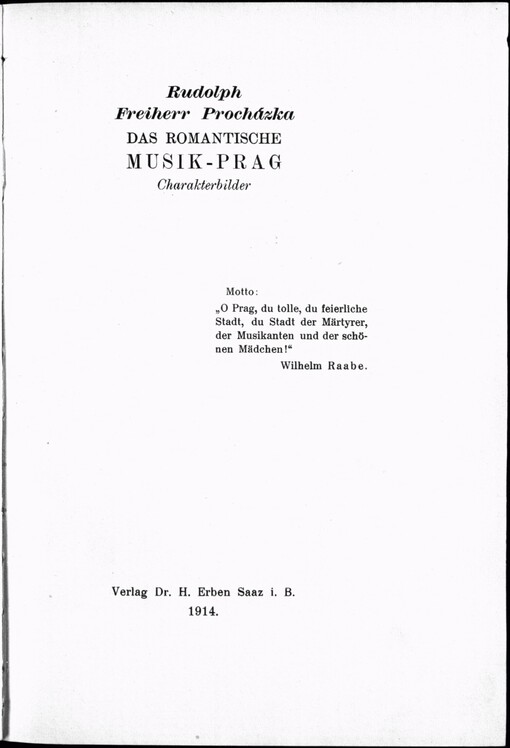 Das romantische Musik-Prag :Charakterbilder