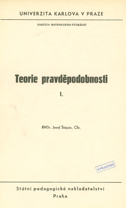Teorie pravděpodobnosti I.