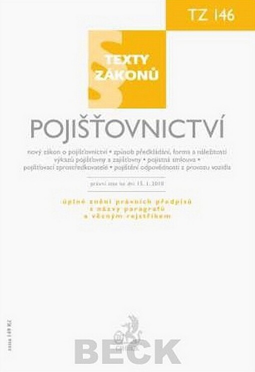 Pojišťovnictví, právní stav ke dni 15.1.2010