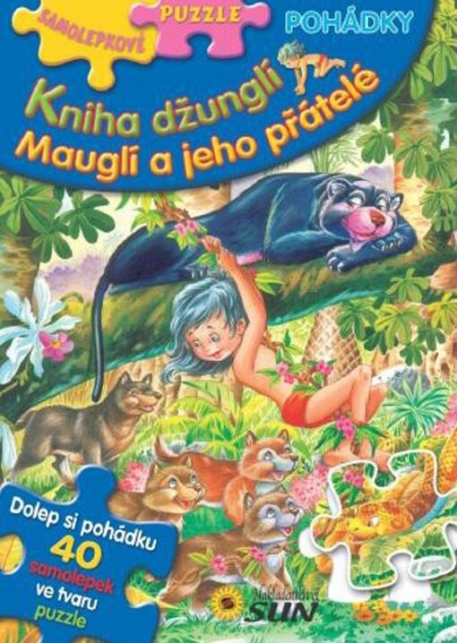 Kniha džunglí - Mauglí a jeho přátelé :samolepkové puzzle pohádky