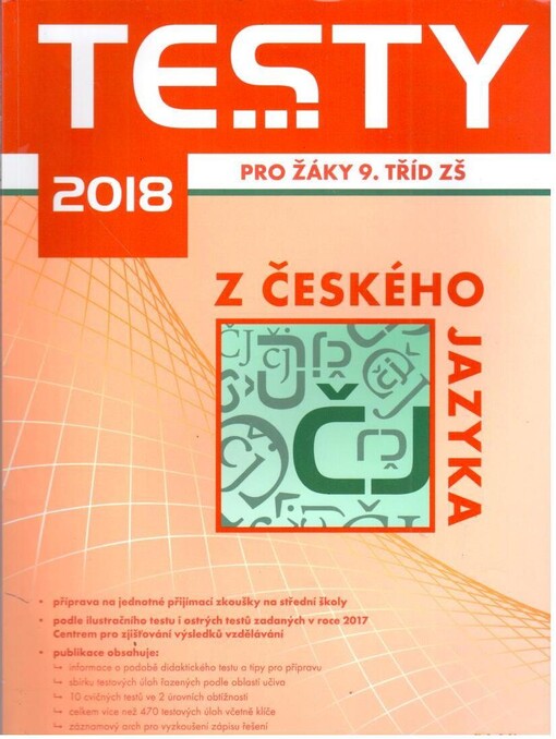 Testy 2018 z českého jazyka pro žáky 9. tříd ZŠ