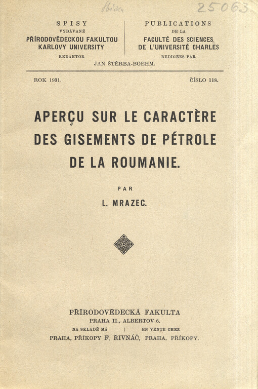 Aperçu sur le caractère des gisements de pétrole de la Roumanie