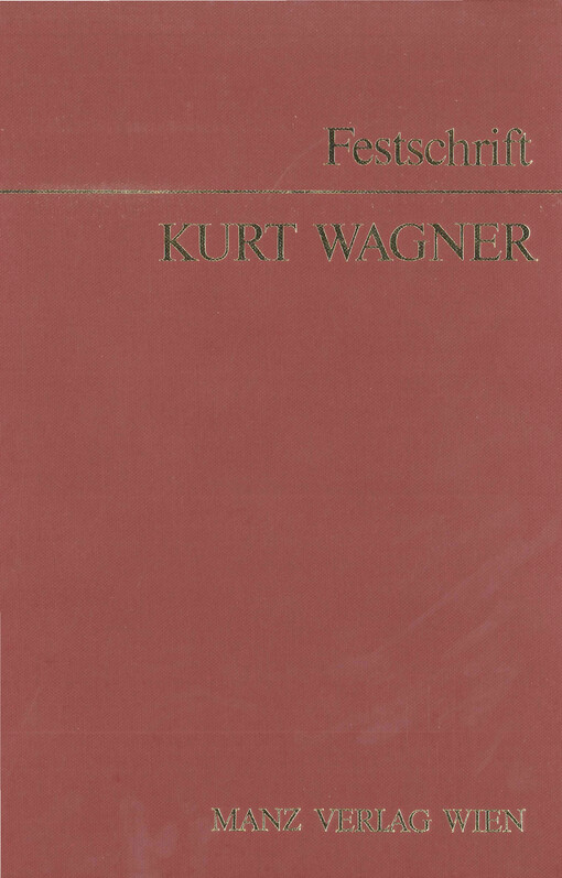 Festschrift für Kurt Wagner zum 65. Geburtstag
