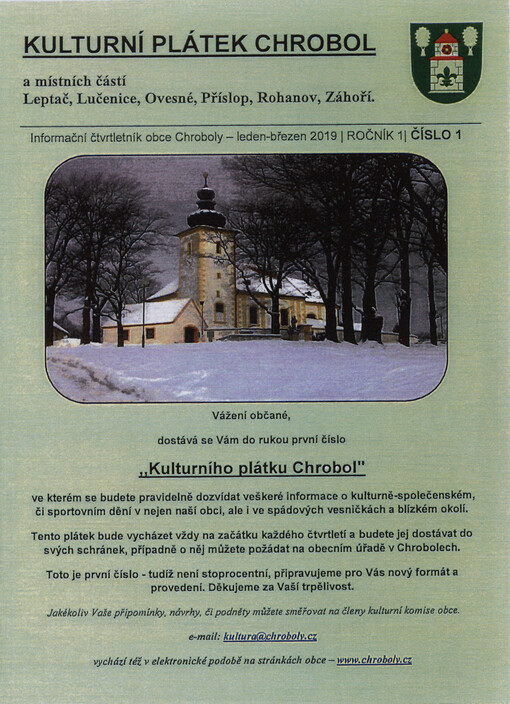 Kulturní plátek Chrobol a místních částí Leptač, Lučenice, Ovesné, Příslop, Rohanov, Záhoří