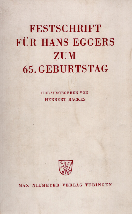 Festschrift für Hans Eggers zum 65. Geburtstag