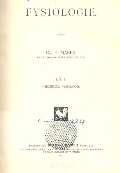 Fysiologie. Díl I, Všeobecná fysiologie