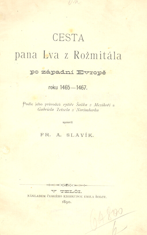 Cesta pana Lva z Rožmitála po západní Evropě roku 1465-1467