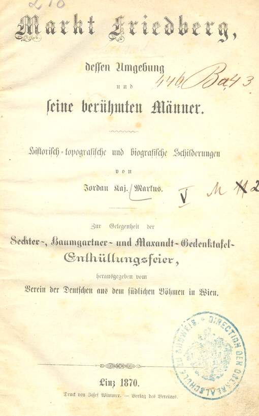 Markt Friedberg, dessen Umgebung seine berühmten Männer