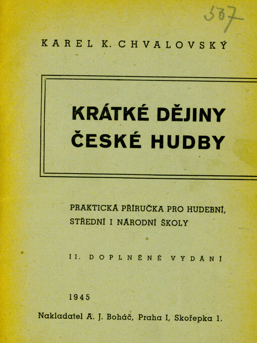 Krátké dějiny české hudby : praktická příručka pro hudební, střední i národní školy