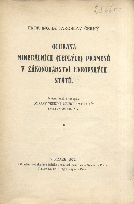 Ochrana minerálních (teplých) pramenů v zákonodárství evropských států