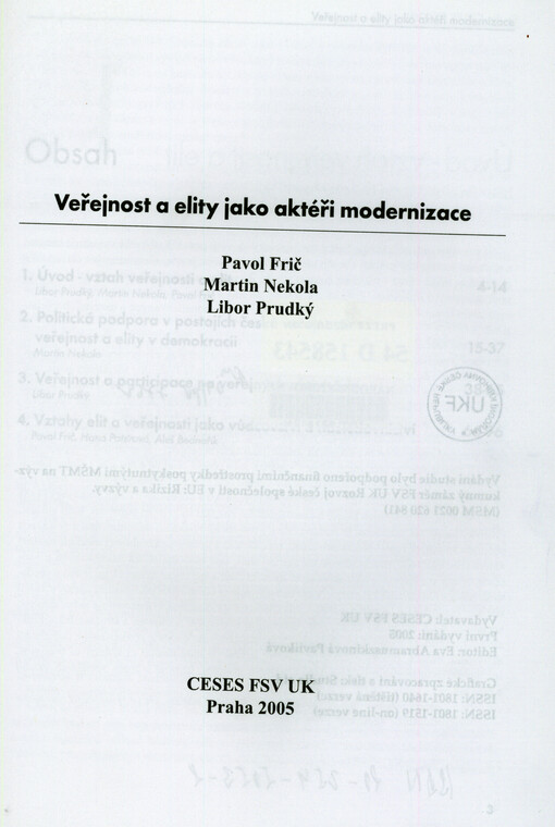 Veřejnost a elity jako aktéři modernizace